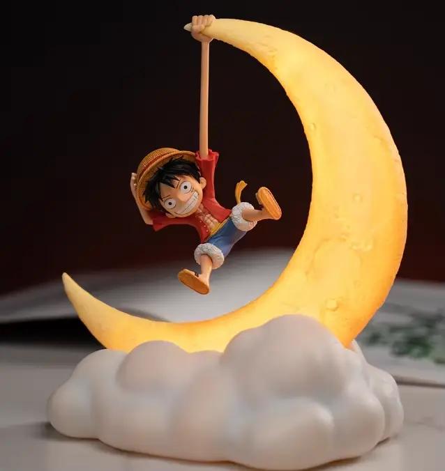 Luffy Anime Veilleuse pour Enfants, Lampe Lunaire, Contrôle Magnétique, Décoration de Bureau Périphé