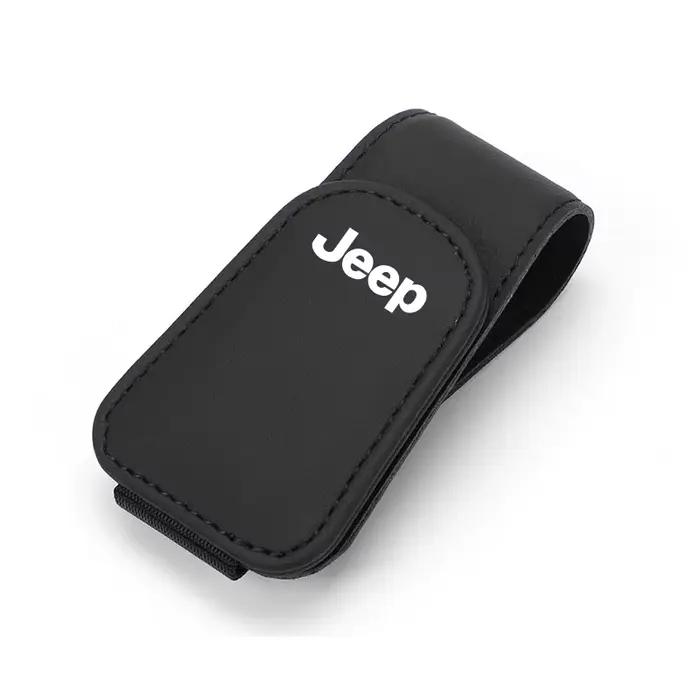 Clip de fixation pour lunettes de voiture Jeep, support de rangement en cuir pour lunettes, accessoi