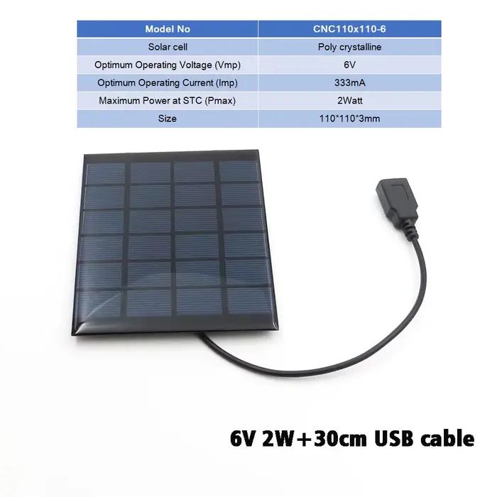 Panneau solaire 6VDC 2 3 4.5 6 W, chargeur Bluetooth haut-parleur, Powebank, caméra numérique, sorti