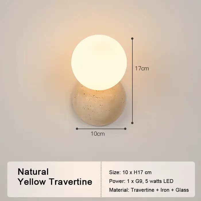 Lampe murale LED en pierre naturelle jaune, pour salle de bain, chevet, chambre à coucher, couloir, 