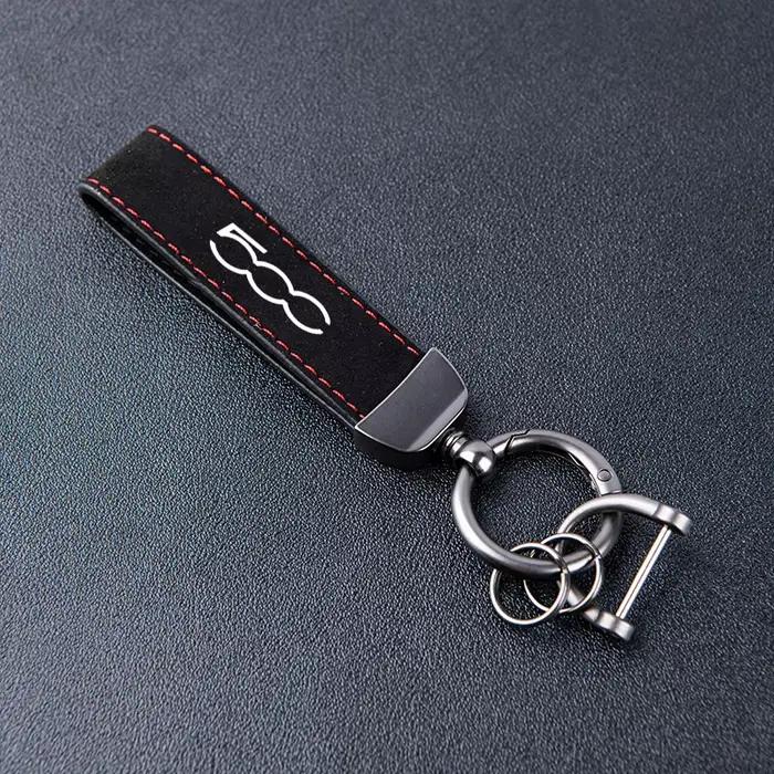 Porte-clés en cuir et daim pour Fiat 500 500c 500l 500x, accessoires de voiture de haute qualité