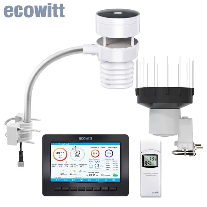 Station météo Wi-Fi HP2553H avec grand écran TFT, capteur d'anémomètre ultrasonique et capteur de pl