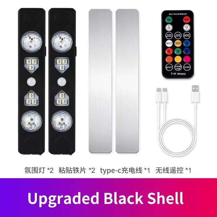 Éclairage d'ambiance automobile, LED sans fil à détection automatique, commande vocale colorée, déco