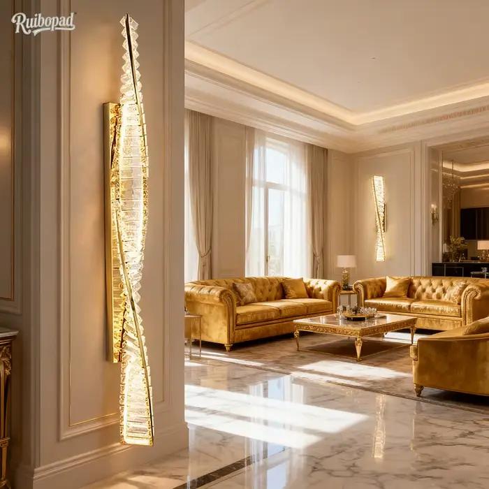 Applique murale LED en cristal italien de luxe, lampe de chevet moderne en or pour salon, chambre à 
