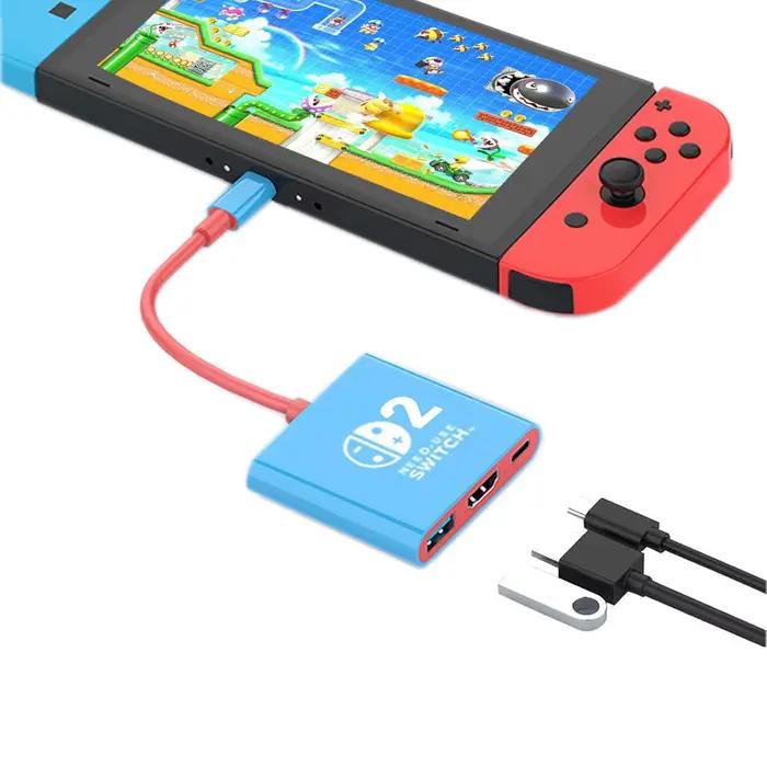 Commutateur 2 Dock HDMI 4K USB 3.0 Hub adaptateur USB répartiteur TV Station d'accueil Portable pour