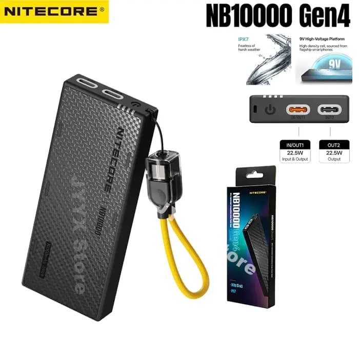 NITECORE NB10000 Gen4 10000mAh 9V Batterie externe en fibre de carbone 22.5W Charge rapide Powerbank