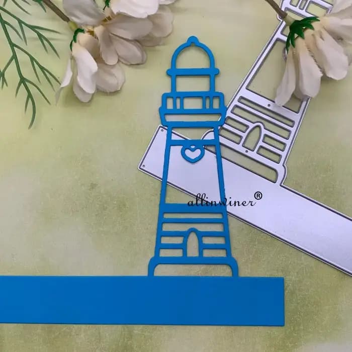 Matrice de découpe en métal DIY, motif phare de signalisation de navigation, pour scrapbooking, cart