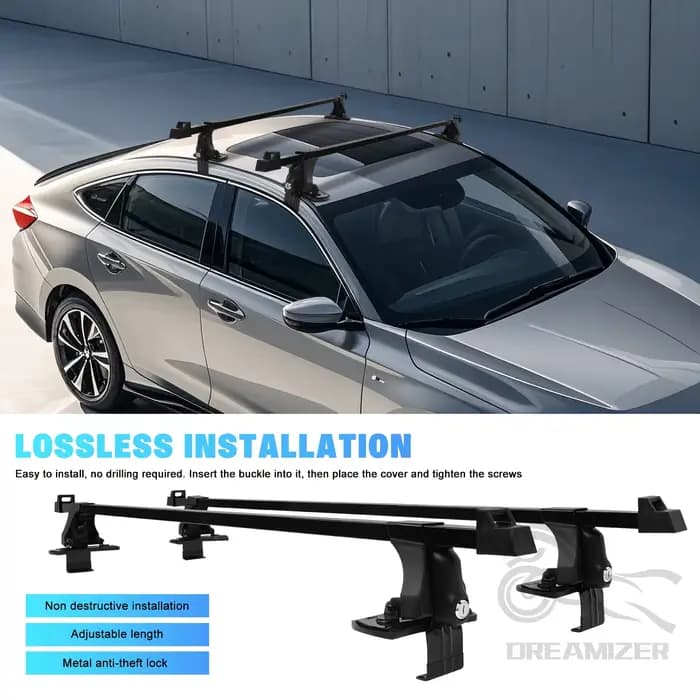 Barre de rail T1 universelle en aluminium noir, 54 pouces, 1 paire, fixation sur le toit du véhicule