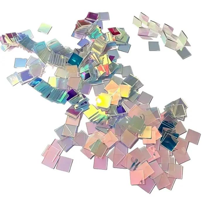 Feuilles acryliques arc-en-ciel, 100 panneaux colorés, mini carrés acryliques holographiques arc-en-