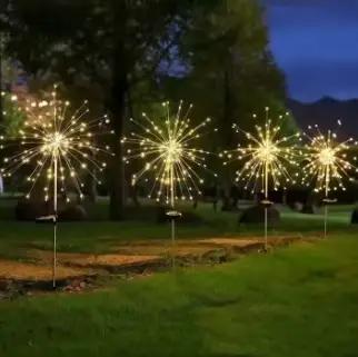 Lampes solaires en forme de feux d'artifice, étanches IP65, 8 modes, guirlande lumineuse féerique, d