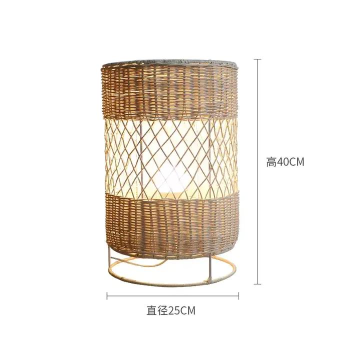 Lampadaire en rotin japonais rétro tissé à la main, pour salon, chambre à coucher, canapé, bureau, h