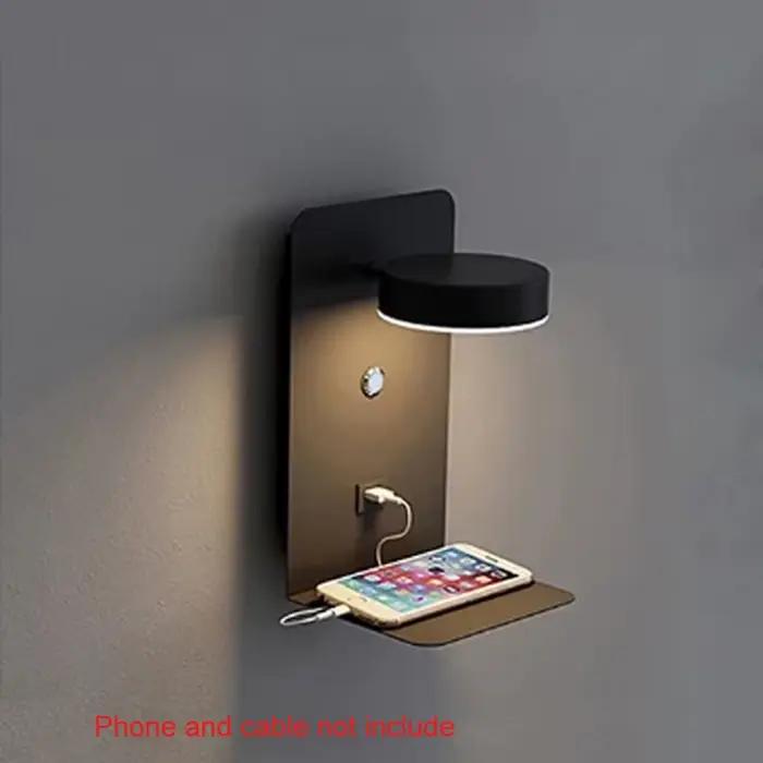 Applique Murale LED avec Chargeur USB pour Chambre à Coucher, Luminaire Décoratif d'Nik, Panneaux Mu