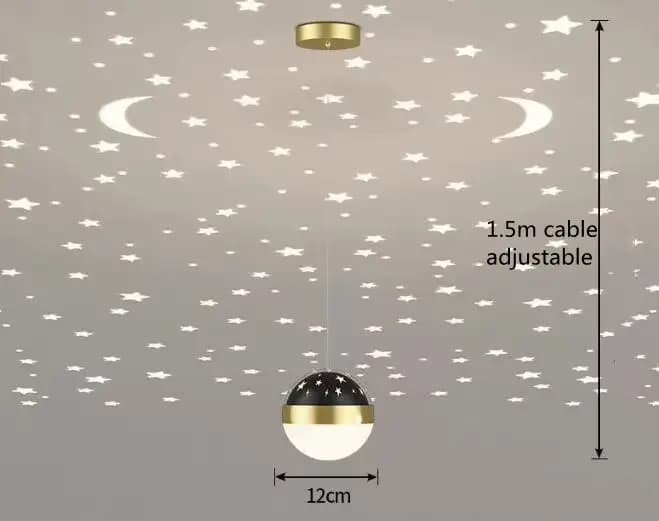 Plafonnier LED créatif avec étoiles de lune plafonniers Asile modernes or/noir atmosphère plafond su