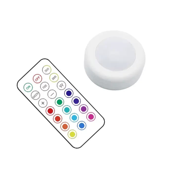 Rondelles lumineuses LED sans fil, batterie RGBW, 13 couleurs, télécommande, lumière d'armoire à int