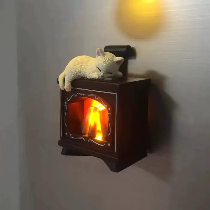 Dessin animé Anime chat sans flamme veilleuse chambre lampe de Table de chevet à piles effet de flam
