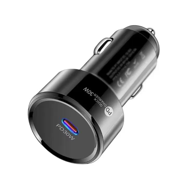 Mini chargeur de voiture 30W Type C, charge rapide, pour iPhone 15 Pro, Xiaomi, Samsung, Huawei, ada