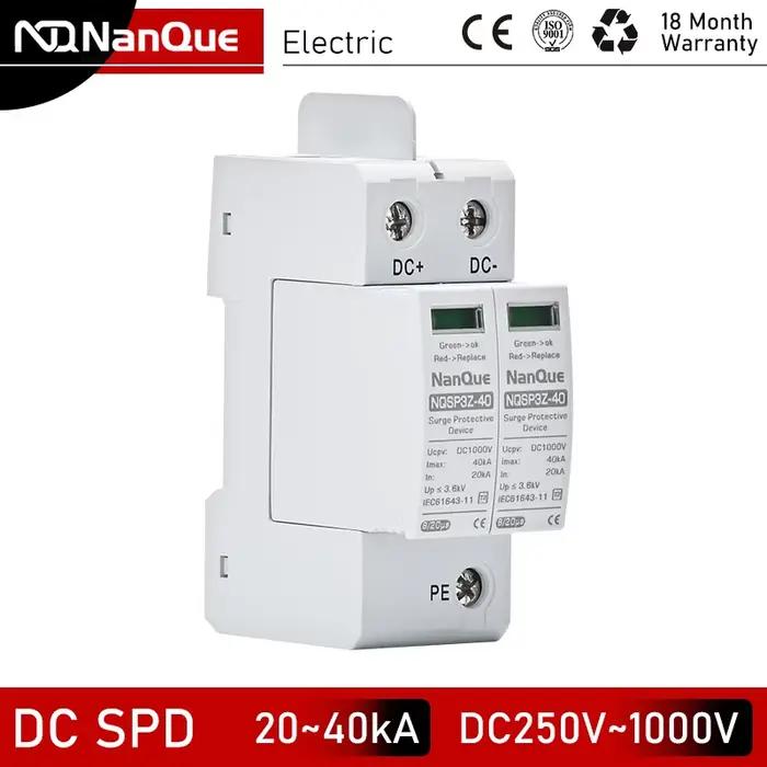 Protecteur de surtension solaire photovoltaïque économique DC SPD 2P 20KA 40KA 250V 500V 1000V, disp