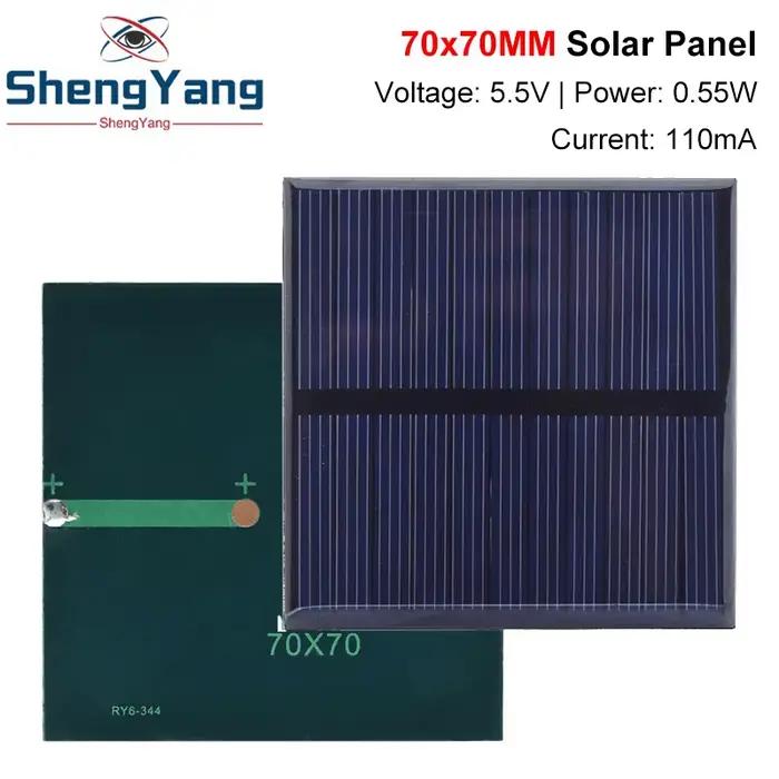 TZT 1/2/5 pièces 5.5V 110mA panneau solaire polycristallin 70*70MM 0.55W Mini système solaire Sunpow