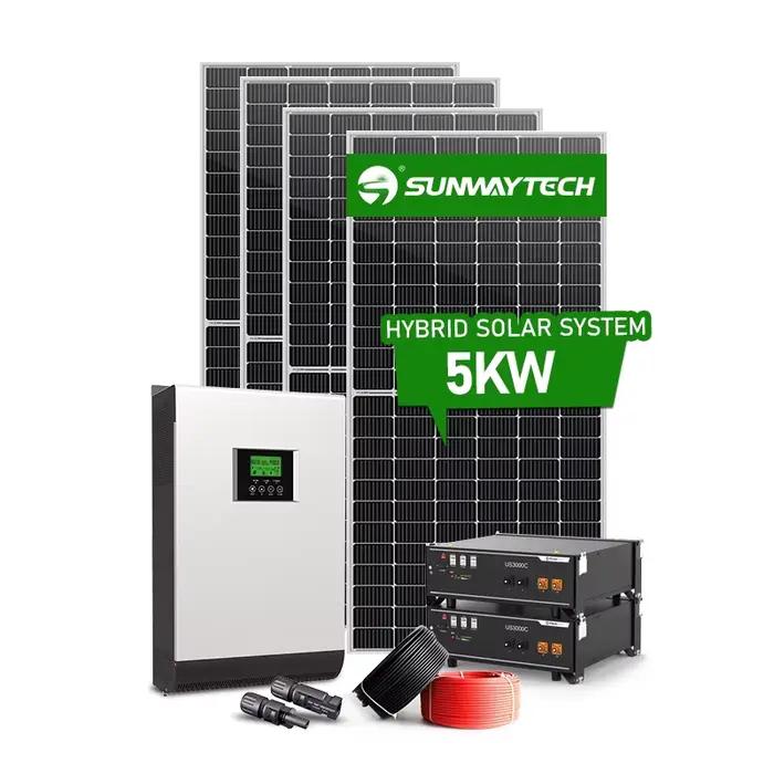Système d'énergie solaire hors réseau et connecté au réseau, système solaire hybride 5 kW, kit de pa
