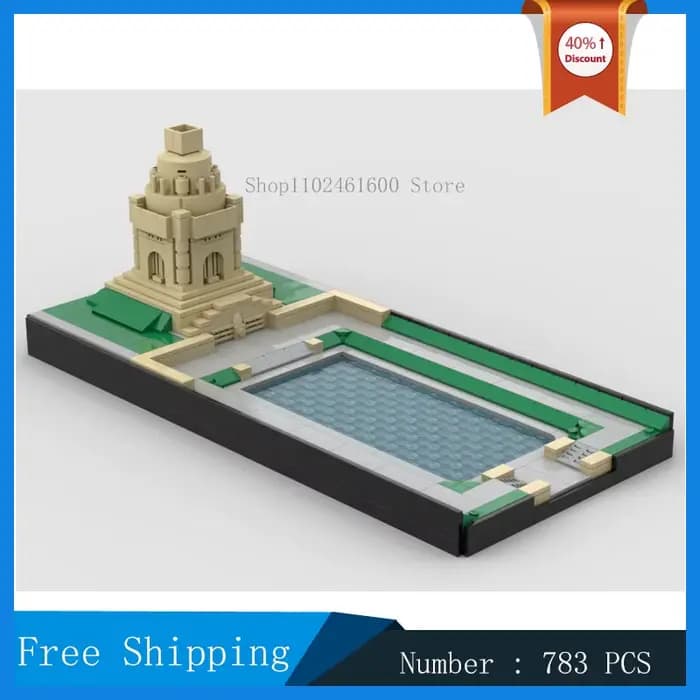 MOC City Monument 1:800 Modèle de construction en blocs, Statue à assembler, Église 1:400, Scène de 