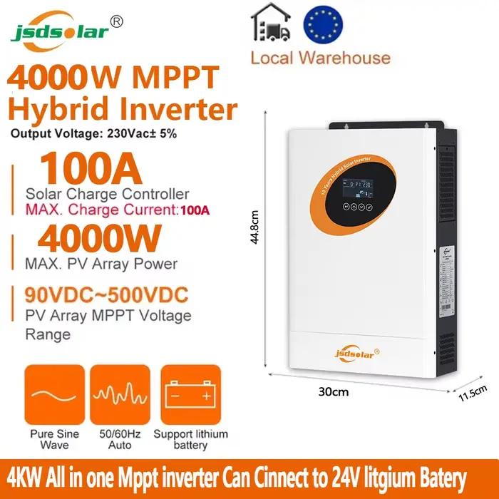 Convertisseur hybride solaire 24V 48V hors réseau sur réseau WiFi Inversor intégré MPPT 100A 160A RV