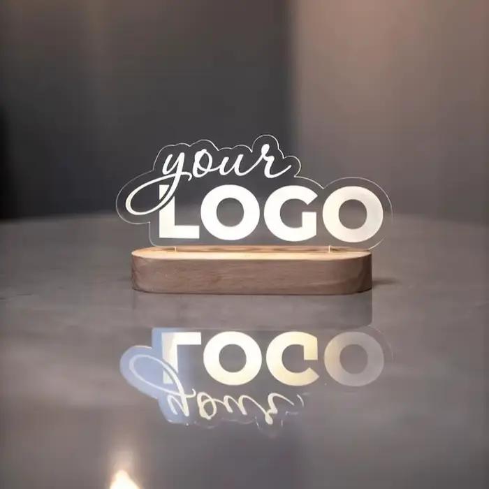 Lampe lumineuse personnalisée avec logo de marque, plaque en acrylique personnalisée avec QR code, c