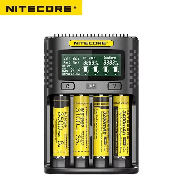 Nitecore – chargeur USB UM4 à quatre fentes QC, circuit Intelligent, assurance mondiale, li-ion, AA 