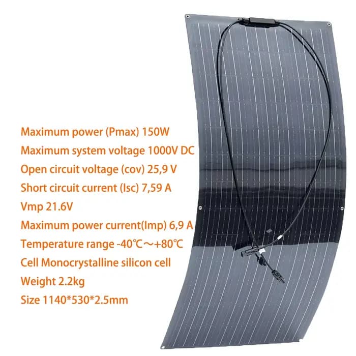 BOGUANG Solar Panels Panneau solaire semi-flexible pour balcon, photovoltaïque, long, 1500W, 600W, 4