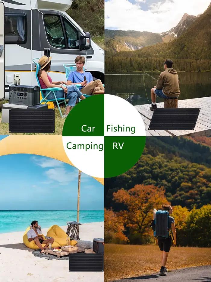 ELEGEEK Panneau Solaire Monocristallin Flexible 16W-160W USB 5V DC 12V avec Contrôleur 60A Type-C pour Téléphone et Batterie 12V Camping