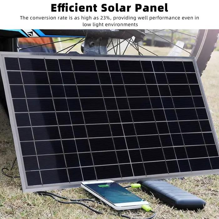 Kit de panneau solaire 100W IP67 étanche avec régulateur 12V 10-50A et ports USB Type C pour voiture