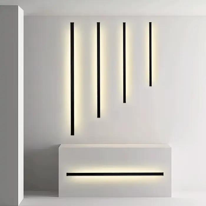 Applique murale LED noire moderne pour la salle à manger, le salon, la décoration, appliques murales LED longues, appliques murales d'angle pour escalier