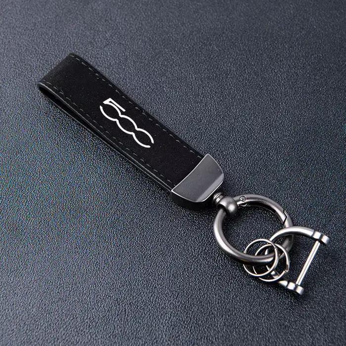 Porte-clés en cuir et daim pour Fiat 500 500c 500l 500x, accessoires de voiture de haute qualité