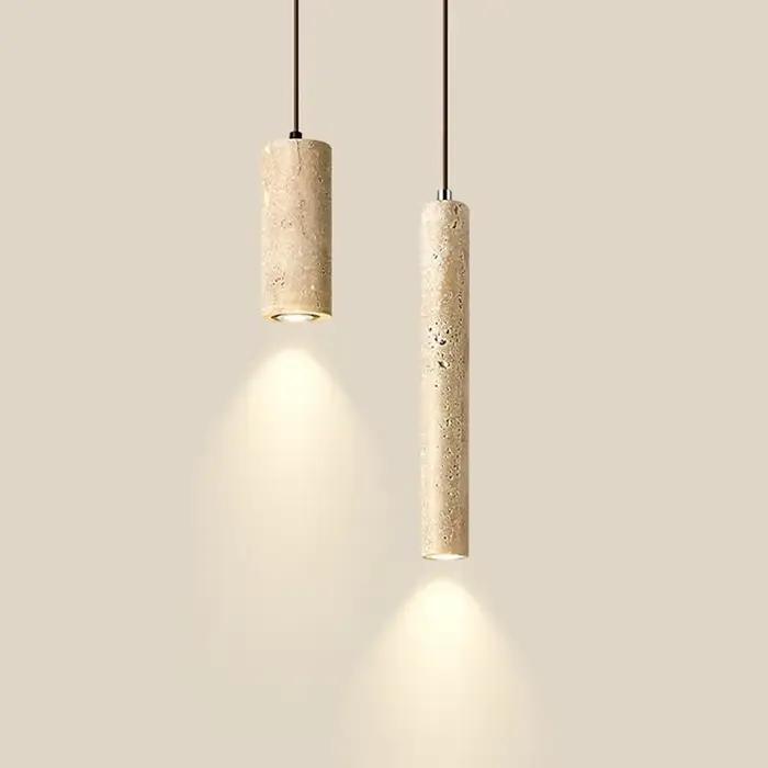 Lampe en Travertin Jaune Suspendue au Design Rétro, Luminaire Décoratif d'Nik, Idéal pour un Salon, une Chambre à Coucher ou un Comptoir de Bar
