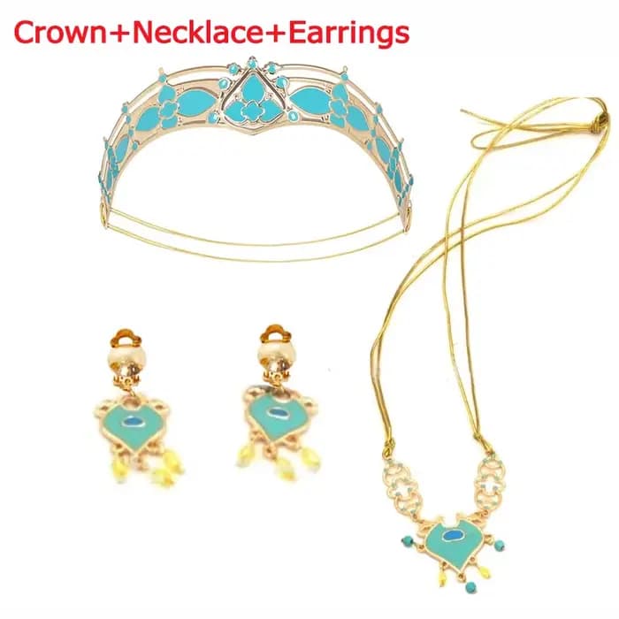 Accessoire de cosplay de princesse pour filles, diadème, lampe magique d'Aladdin, accessoires de jeu de rôle du Genie, perruque Jasmine pour enfant, coiffe de fête, cadeau