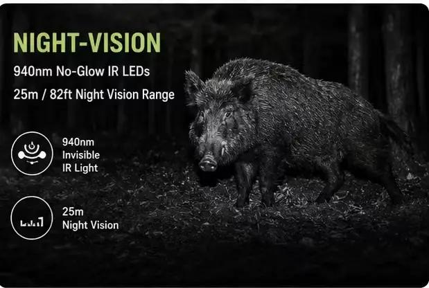 Caméra de surveillance solaire pour la faune 50MP 4K avec vision nocturne