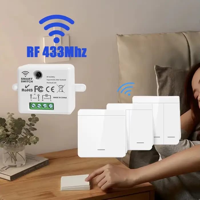 Panneau mural intelligent sans fil RF 86, 433Mhz, avec télécommande, Mini relais récepteur 1/2/3 gangs, interrupteur de lampe Led pour la maison