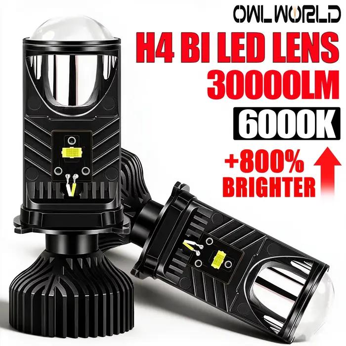 Lentille de projecteur LED H4, mini-lentilles LED H4, ampoules de phare automobile, puce CSP, faisceau haut/bas, ventilateur turbo Canbus, lampe de voiture LHD 12V 24V