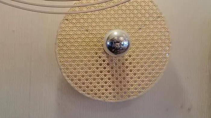Lampes murales LED en rotin tissé ABS rondes