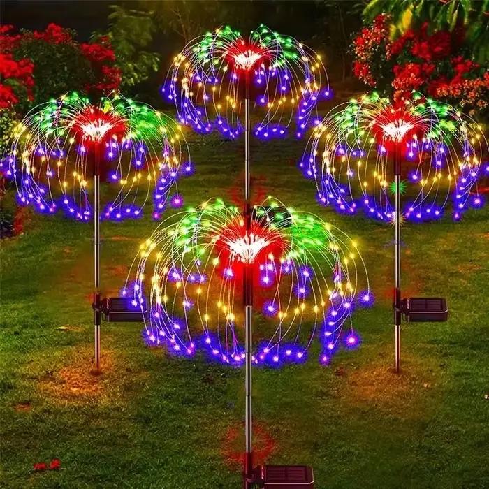 Lampe LED Solaire en Forme de enquêter d'Artifice Imperméable pour Décoration de Jardin