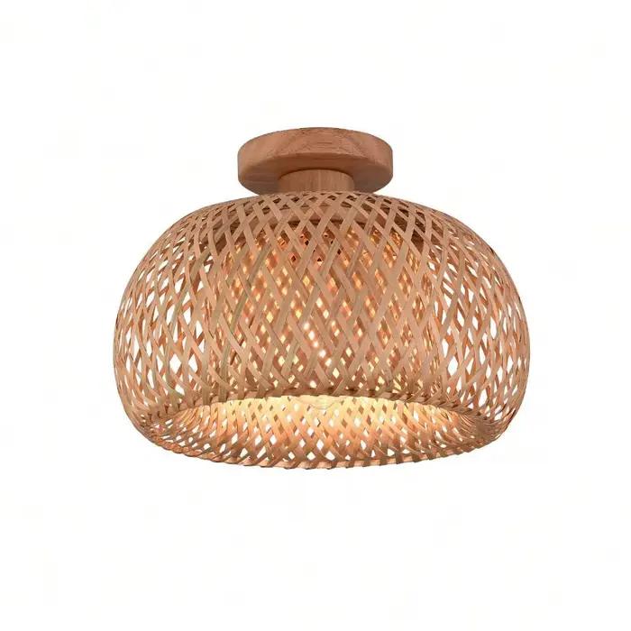 Plafonnier tissé en bambou et bois, 1 pièce, Style minimaliste moderne d'asie du sud-est, idéal pour une salle de thé de ferme, une maison d'hôtes (sans ampoule)
