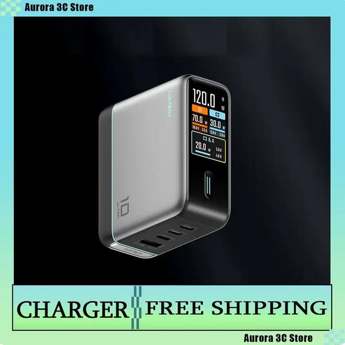 Chargeur électrique CUKTECH 10 Super Energy PD3.0 Ultra-120W GaN multi-ports à charge rapide avec écran Bluetooth OTA
