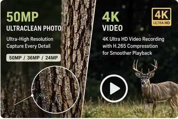 Caméra de surveillance solaire pour la faune 50MP 4K avec vision nocturne