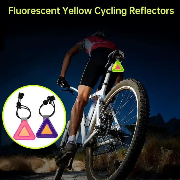 Panneau triangulaire réfléchissant haute visibilité, réflecteur de vélo jaune fluorescent pour la sécurité du vélo, la course à pied, le sac à dos de nuit