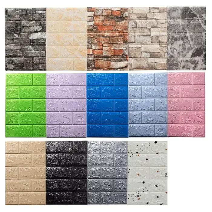 Panneaux muraux en mousse 3D épaissie, autocollants, imperméables, pour la décoration de la maison, chambre, salle de bain, cuisine, autocollant pour la maison