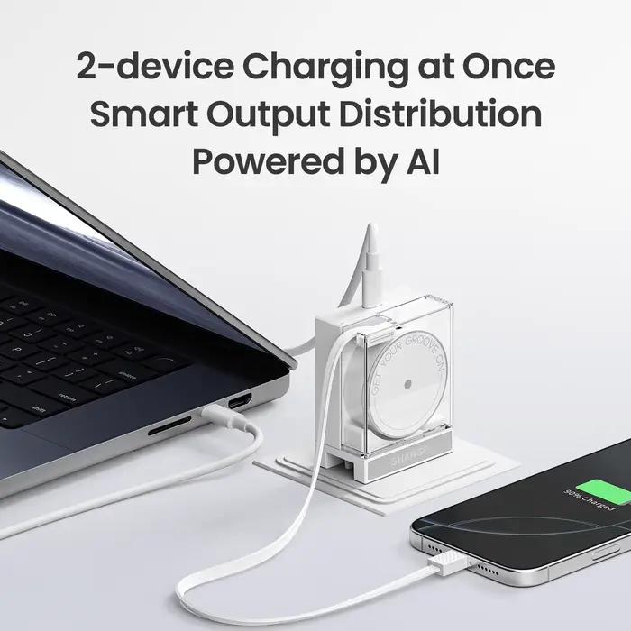 Chargeur GaN SHARGE 65W PD3.0 Type C QC3.0 2.0 Charge rapide Câble USB-C intégré de 70 cm pour iPhone16 MacBook iPad Pro