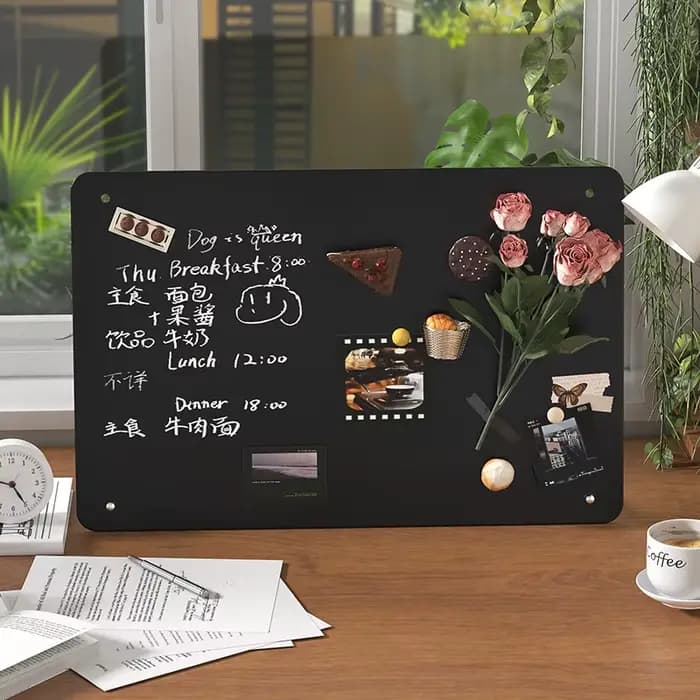 Tableau blanc magnétique de bureau de grande taille, panneau de fer écrit à la main, café, tableau d'affichage sur pied
