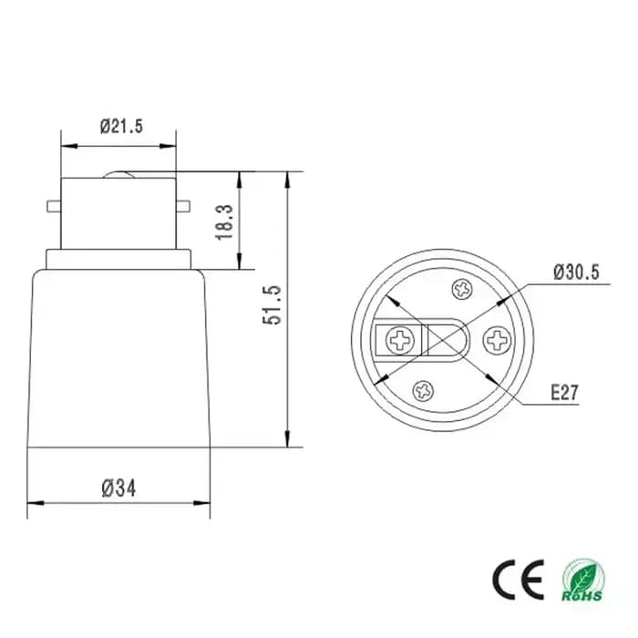 Support de lampe à vis universel à baïonnette B22 à E27, 2 pièces, adaptateur de convertisseur de douille d'ampoule LED halogène CE RoHS