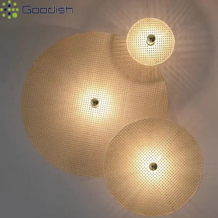Lampes murales LED en rotin tissé ABS rondes