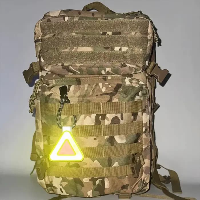 Panneau triangulaire réfléchissant haute visibilité, réflecteur de vélo jaune fluorescent pour la sécurité du vélo, la course à pied, le sac à dos de nuit