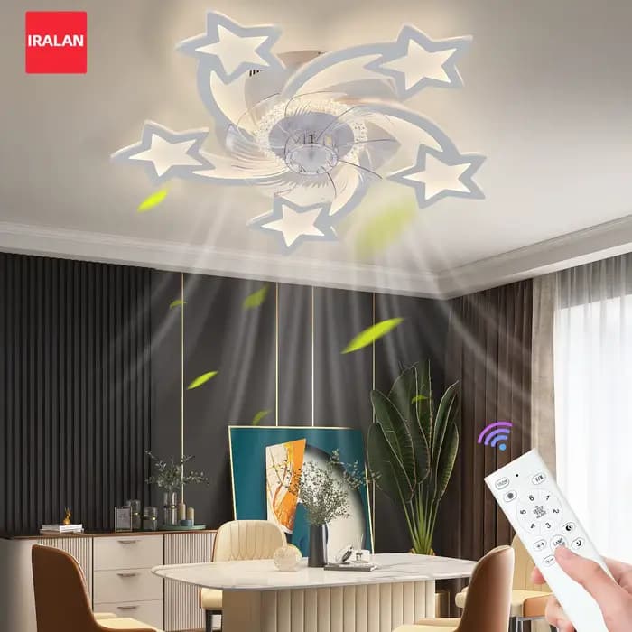 Nouveau ventilateur de plafond avec lumière, forme d'étoile, ventilateur électrique intelligent avec lampe pour chambre d'enfant, salon, décoration de la maison, lampe de plafond avec ventilateur